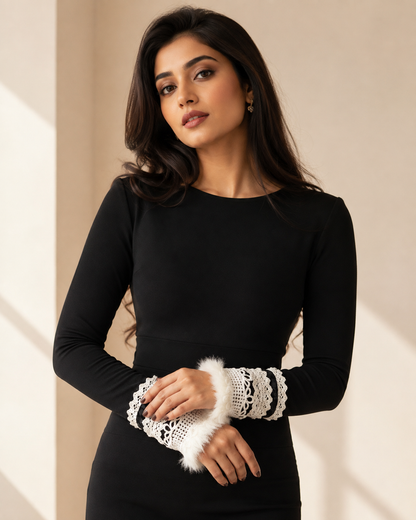 White Furr Lace Cuffs