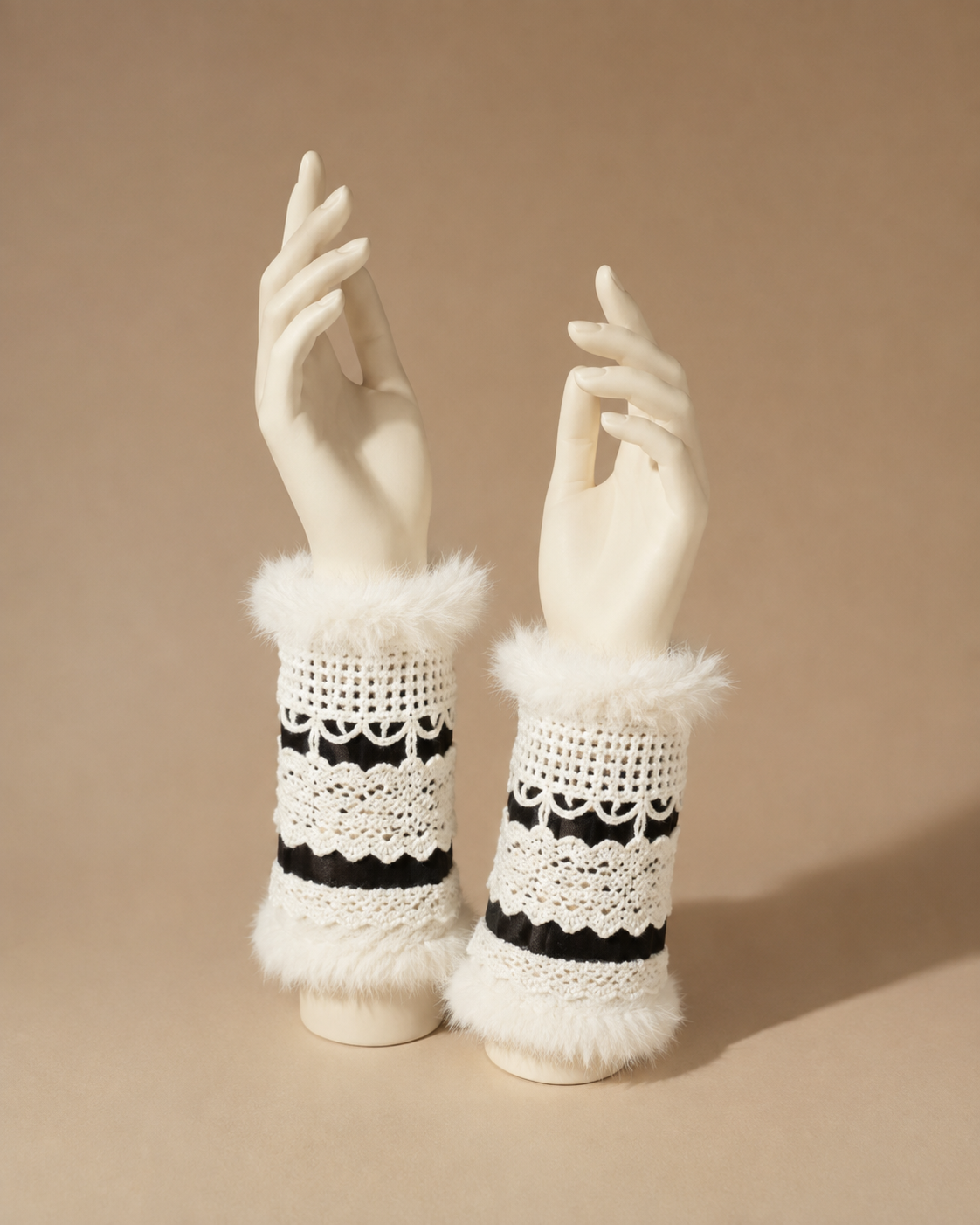 White Furr Lace Cuffs