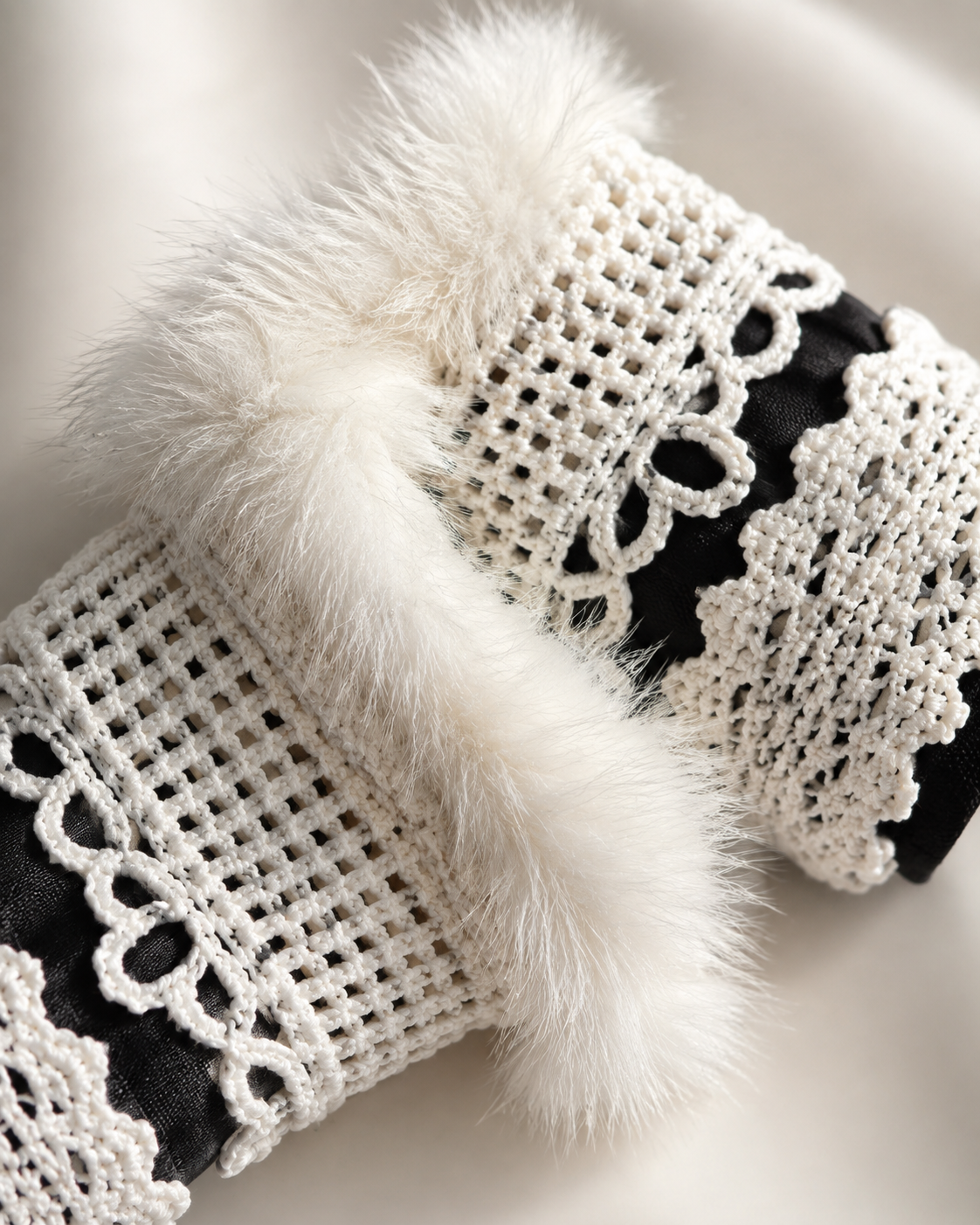 White Furr Lace Cuffs
