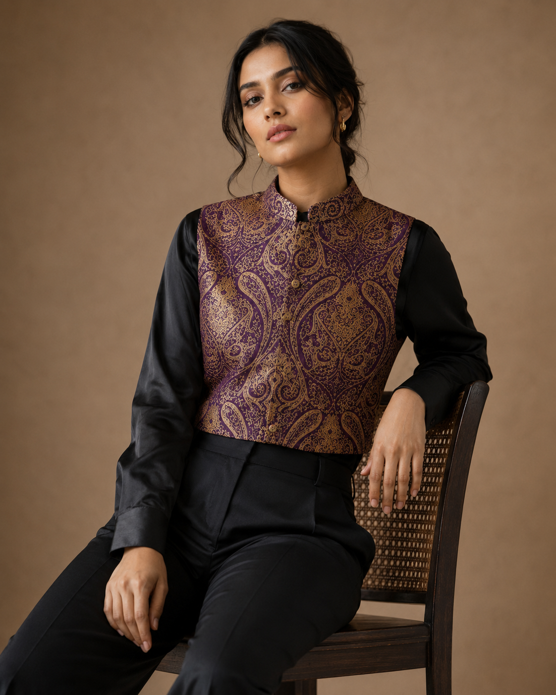Purple Brocade Vest