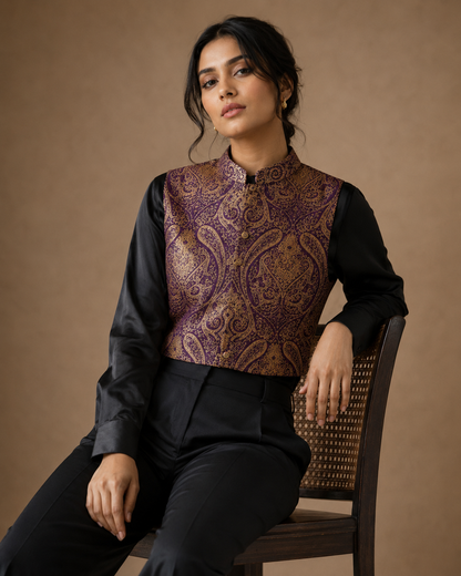 Purple Brocade Vest