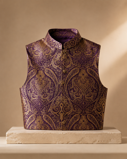 Purple Brocade Vest