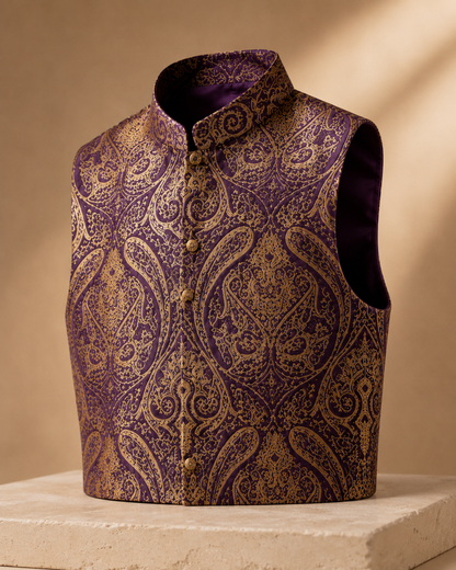 Purple Brocade Vest