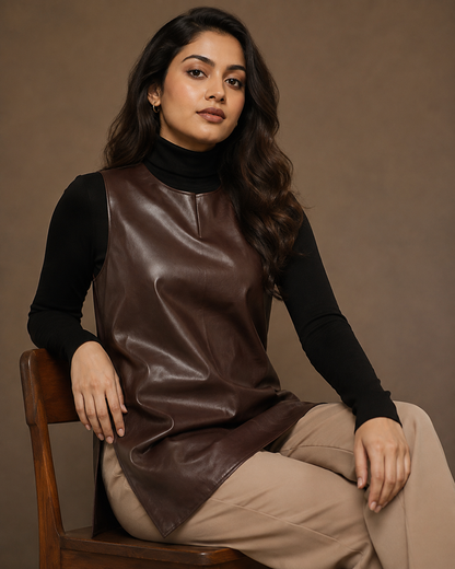 Leather One shoulder vest