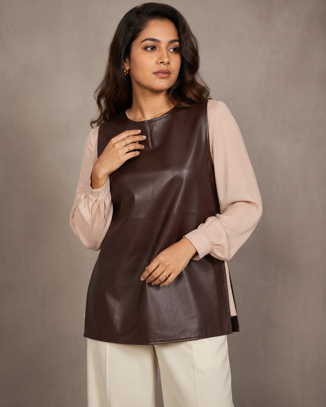 Leather One shoulder vest