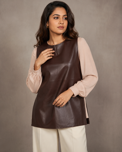 Leather One shoulder vest