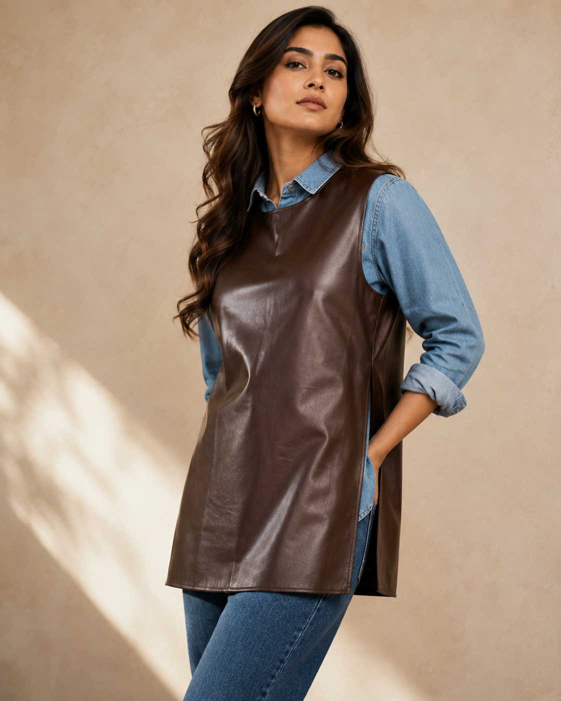 Leather One shoulder vest