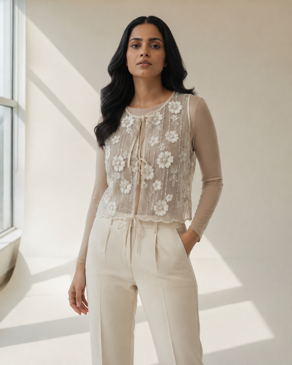 Ivory Embroidered Vest