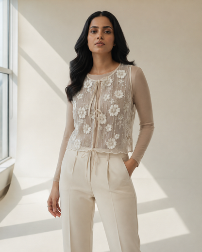 Ivory Embroidered Vest