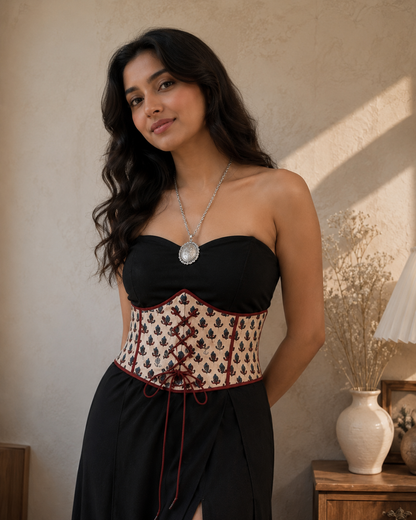 Ajrakh Print Corset Belt