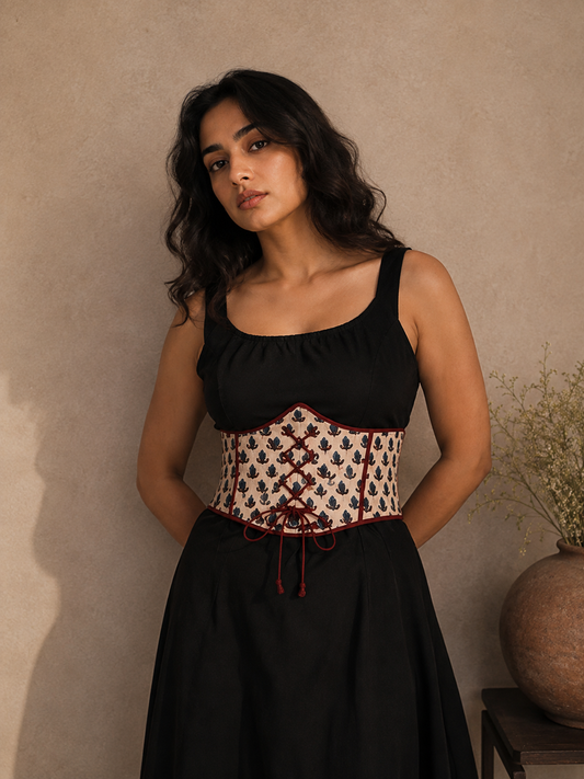 Ajrakh Print Corset Belt