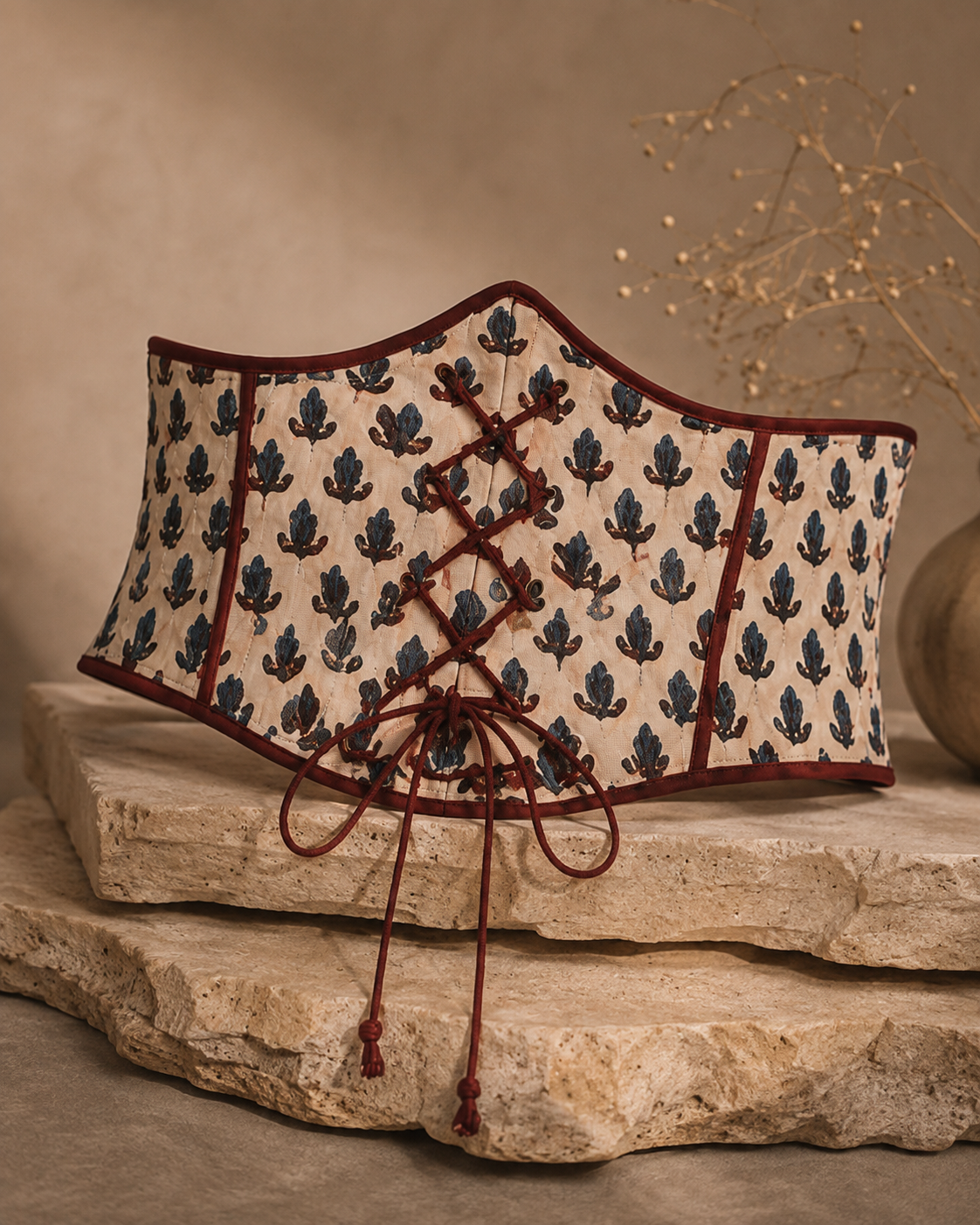 Ajrakh Print Corset Belt