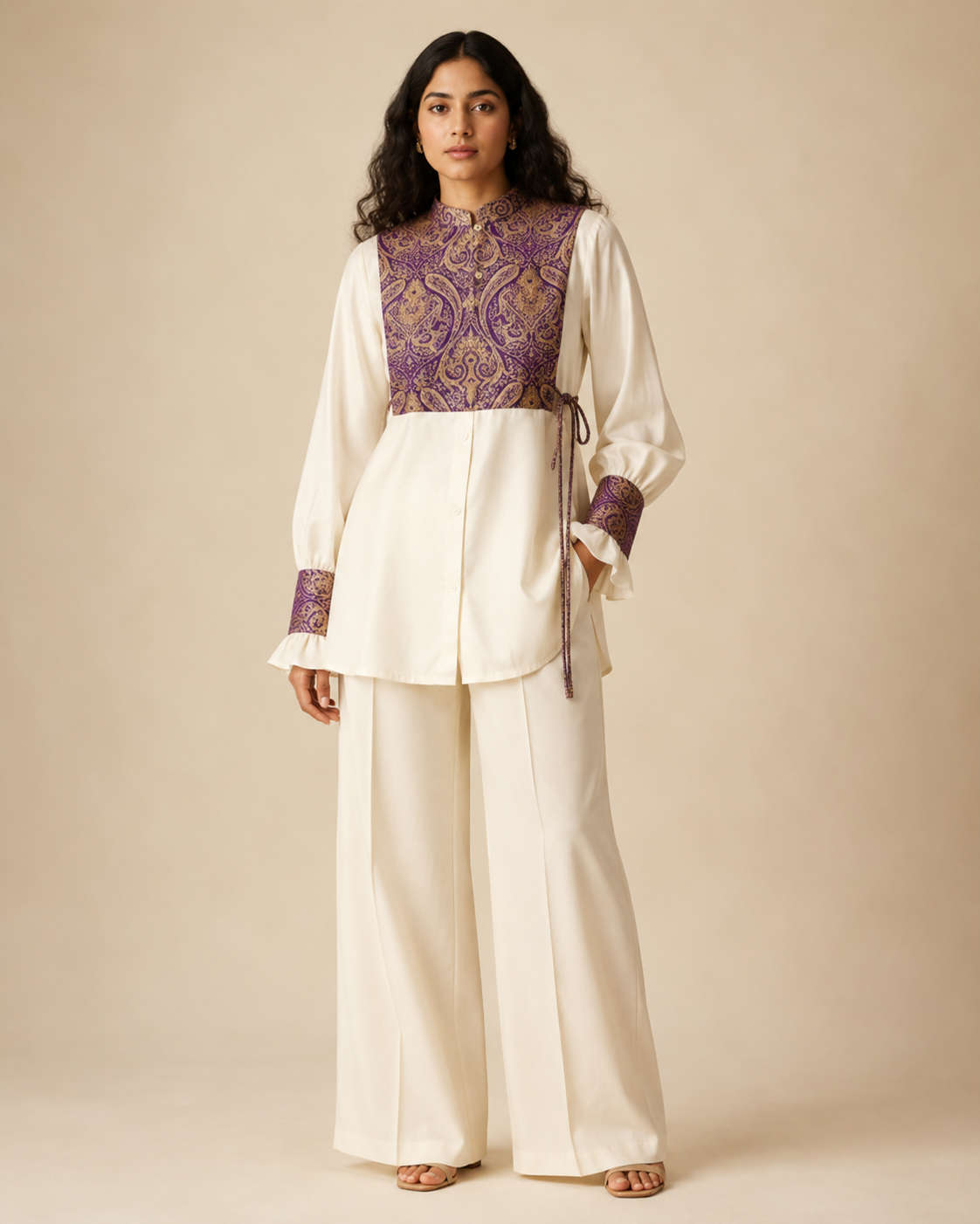 Purple Brocade Vest & Cuff Set