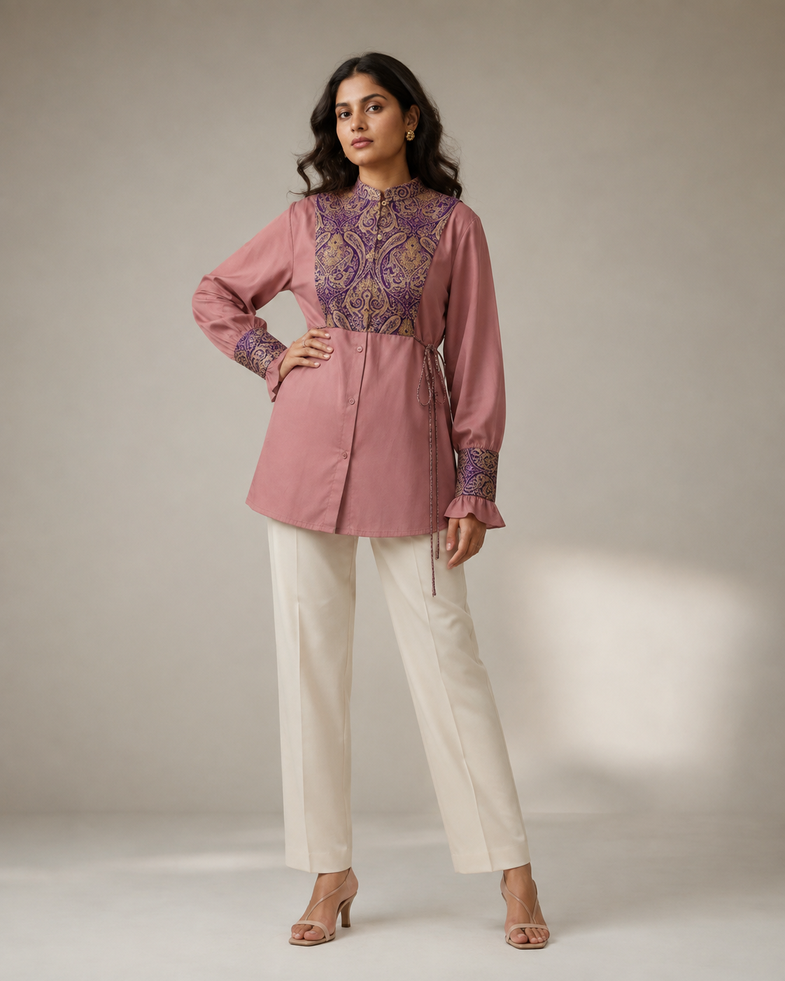 Purple Brocade Vest & Cuff Set