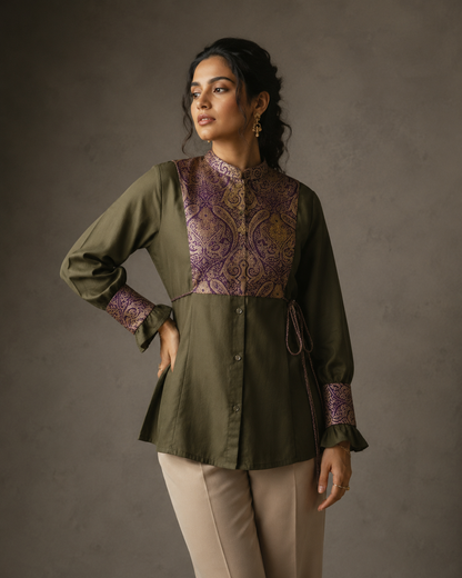 Purple Brocade Vest & Cuff Set