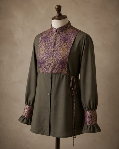 Purple Brocade Vest & Cuff Set