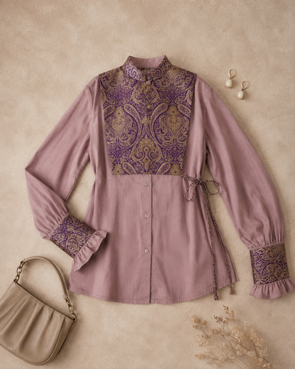 Purple Brocade Vest & Cuff Set