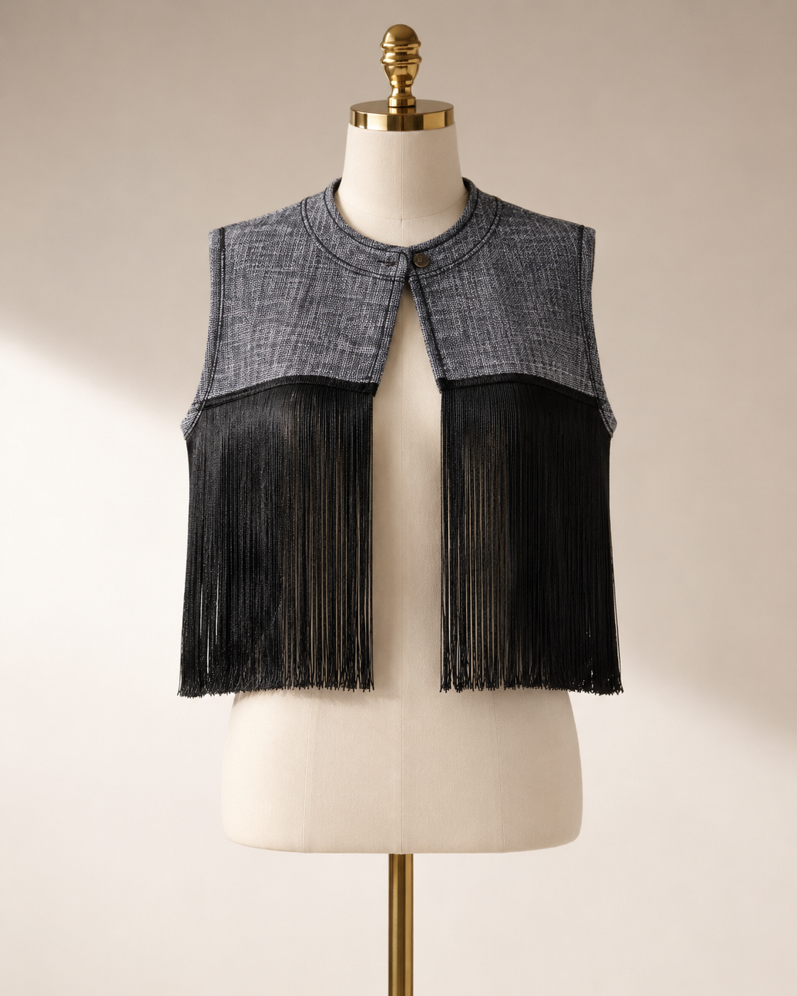 Denim Fringes Jacket Vest