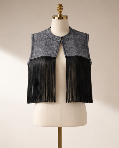 Denim Fringes Jacket Vest