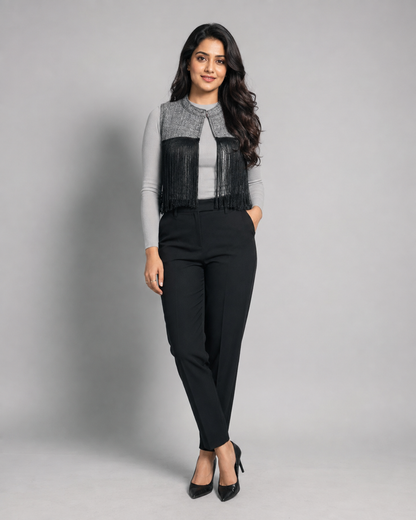 Denim Fringes Jacket Vest