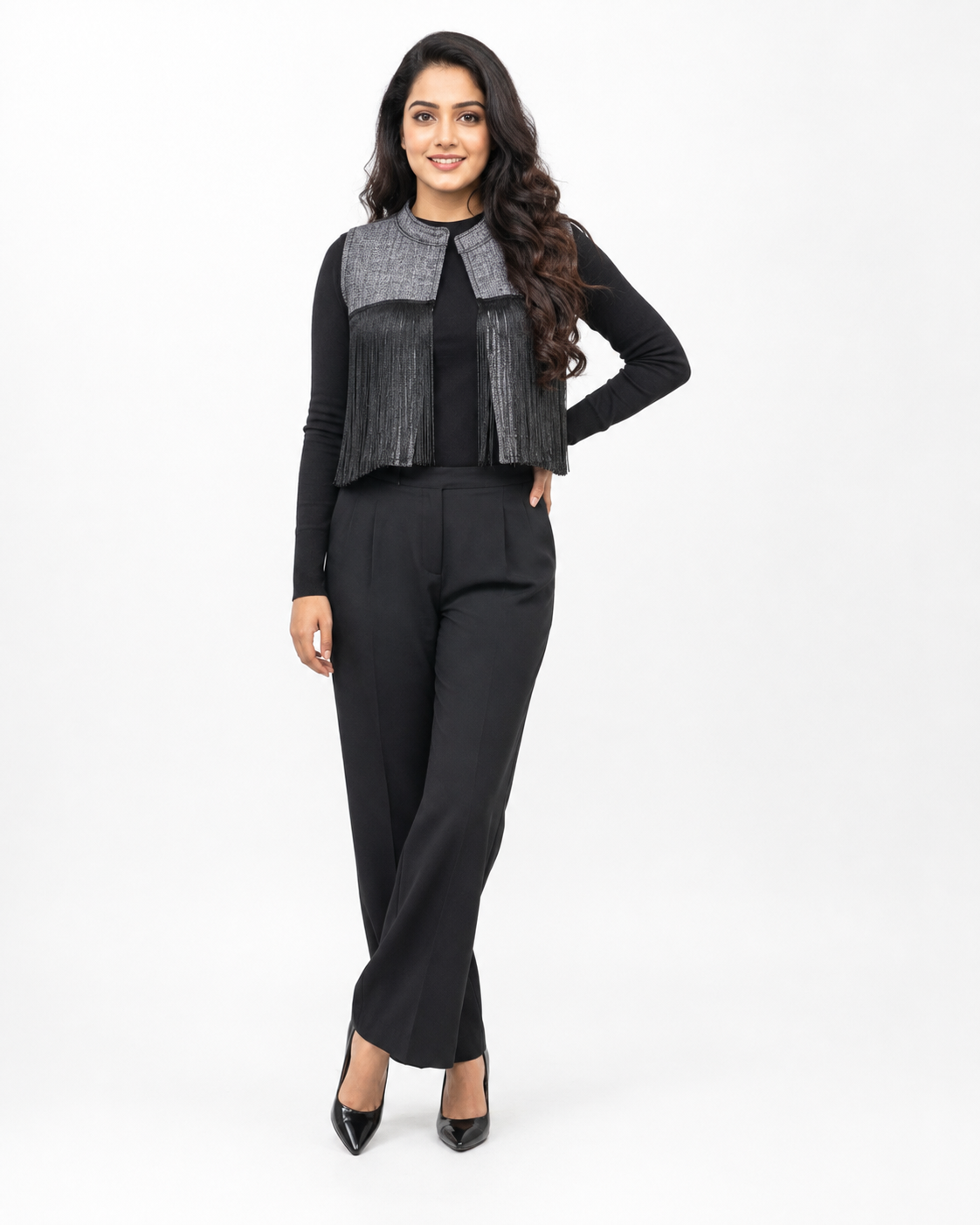 Denim Fringes Jacket Vest
