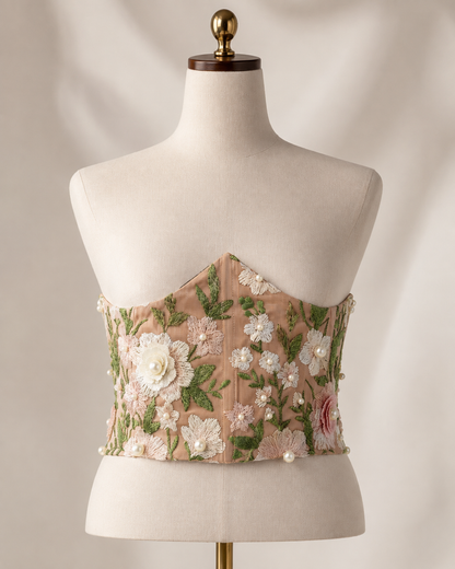 Peach Floral Corset Belt