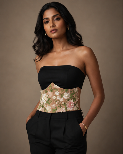 Peach Floral Corset Belt