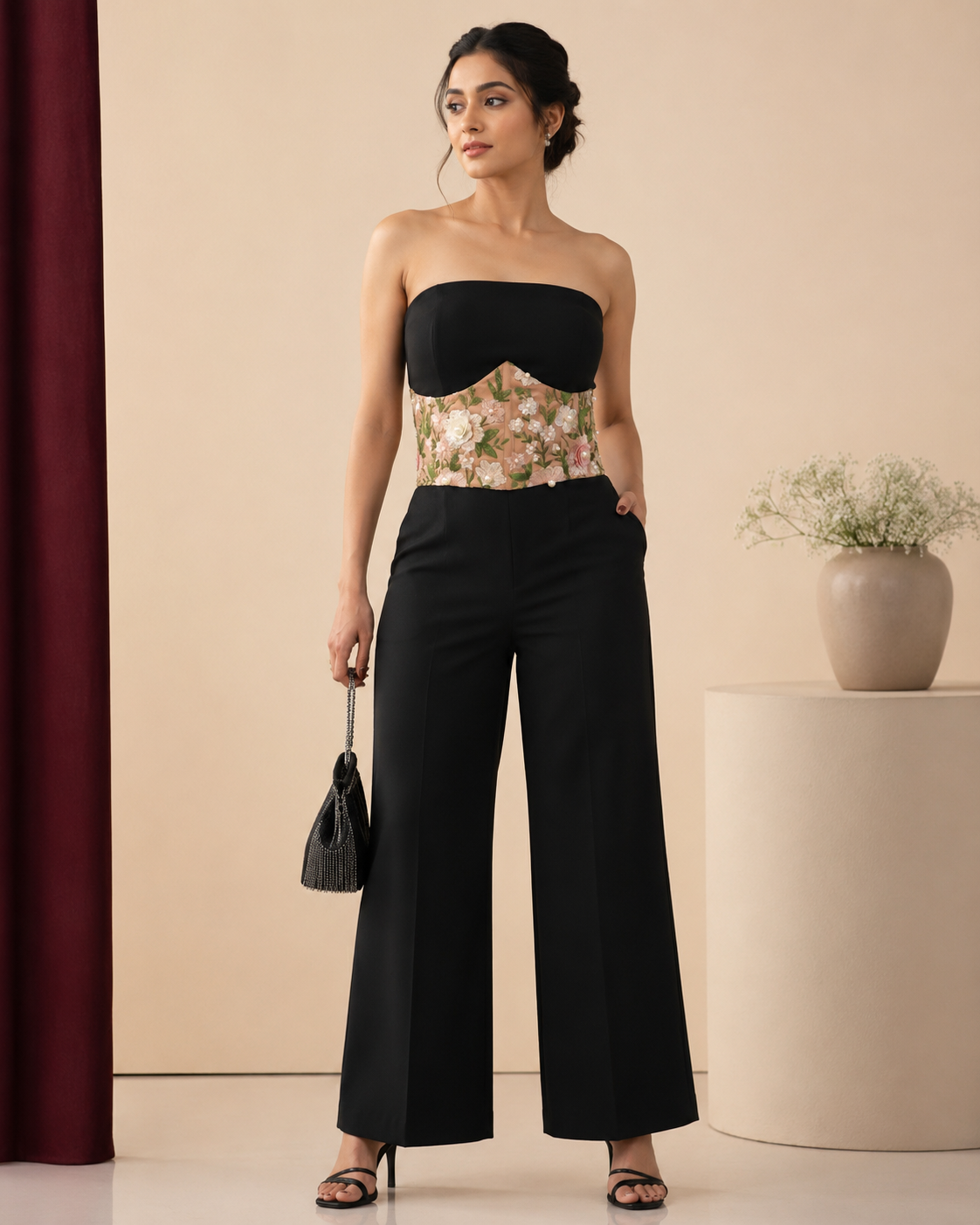Peach Floral Corset Belt