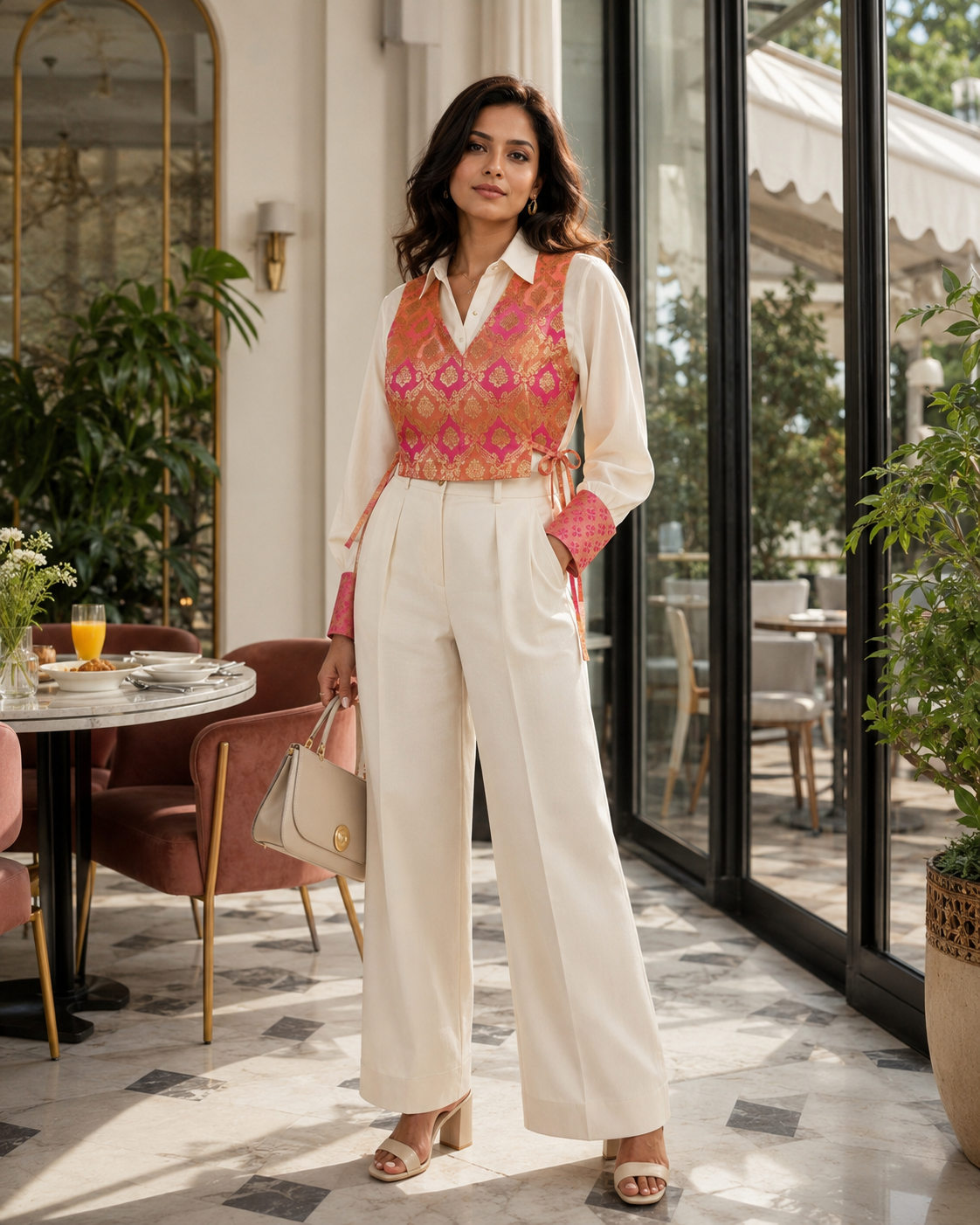 Pink Brocade Vest