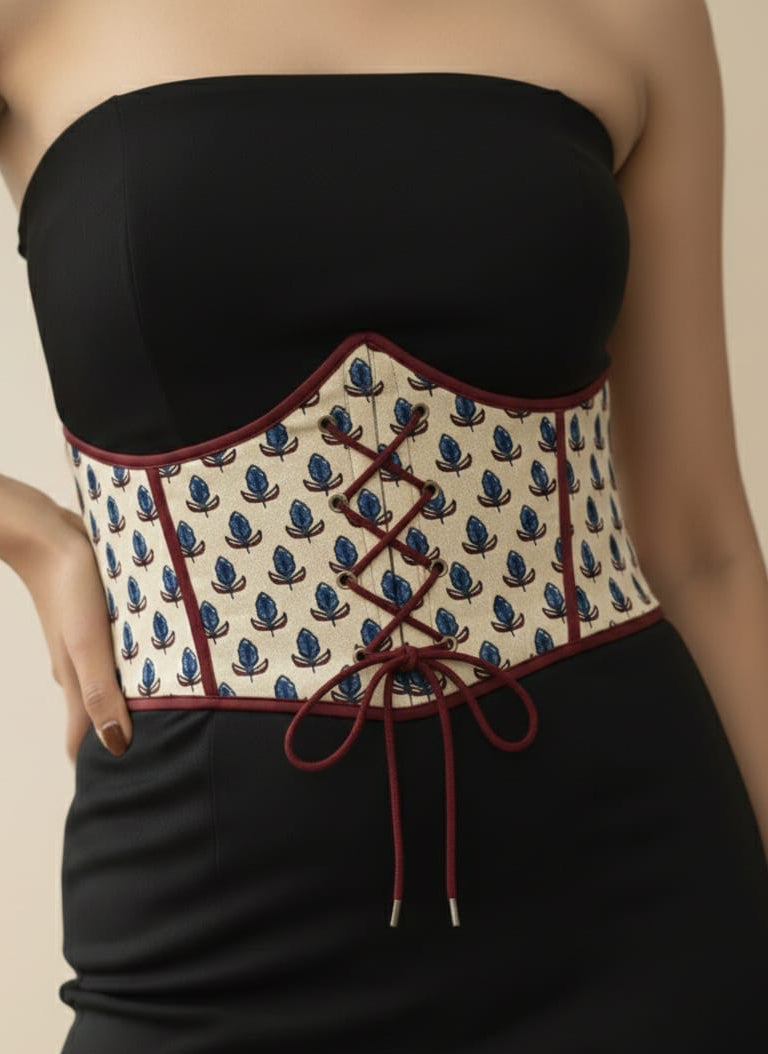 Ajrakh Print Corset Belt