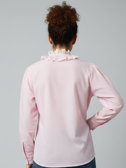 Pink Striped Frill Shirt
