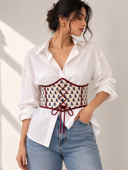 Ajrakh Print Corset Belt